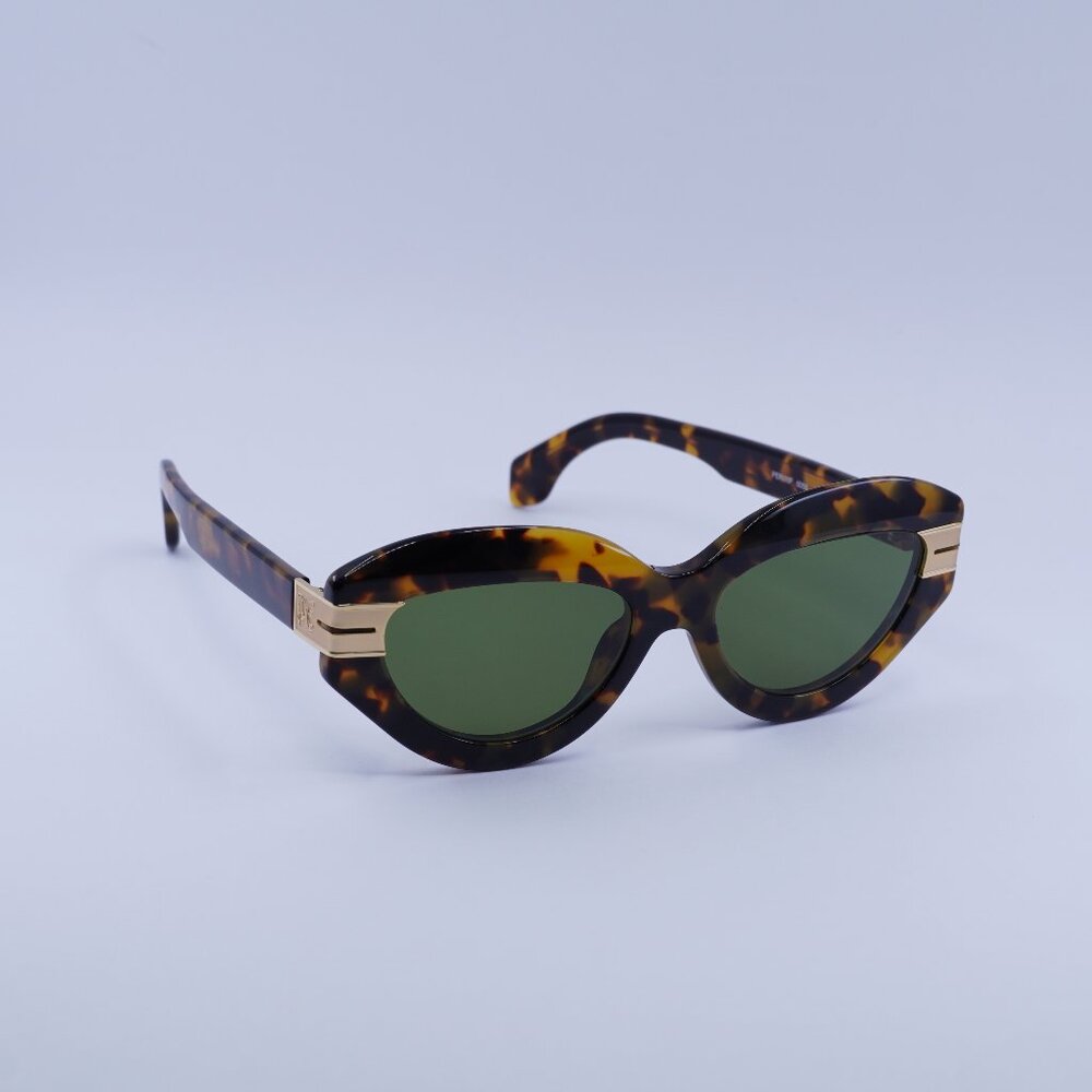 Palm Angels PERI10F MIRACLE 6055 Sunglasses Havana Cat Eye Frame, Green Lenses